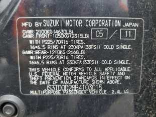 2011 SUZUKI Gr Vitara GRAND VITA VIN JS3TD0D28B4103015 фото с аукциона 5