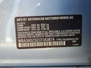 2012 BMW 3 series 328 I VIN WBA3A5C52CF343874 фото с аукциона 5