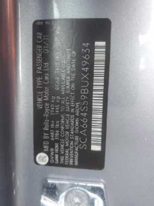 2011 ROLLS-ROYCE GHOST VIN SCA664S59BUX49634 фото с аукциона 5