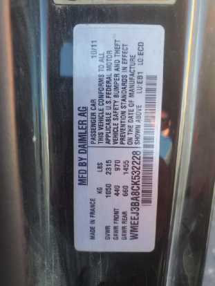 2012 SMART Fortwo PUR VIN WMEEJ3BA8CK532228 фото с аукциона 5
