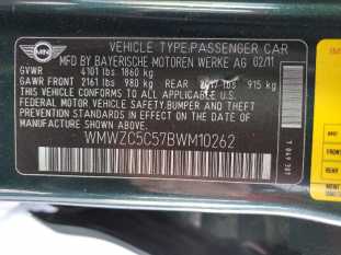 2011 MINI COUNTRYMAN AWD S VIN WMWZC5C57BWM10262 фото с аукциона 7