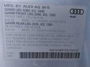 2015 AUDI Q5 2.0T PREMIUM PLUS VIN WA1LFAFP7FA136337 фото с аукциона 7